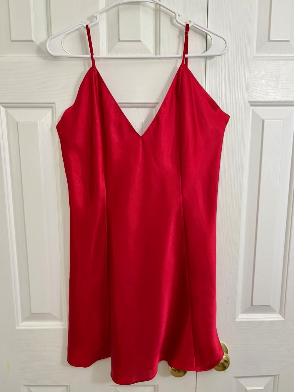 Frederick's of Hollywood Red V-Neck Lace Up Back Lingerie Slip Dress 2X